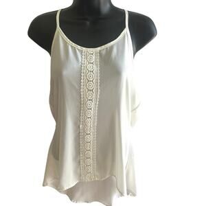 Lingerie Style Cream Lace Tank Top Soulmates M Sheer Pleated Back Cami